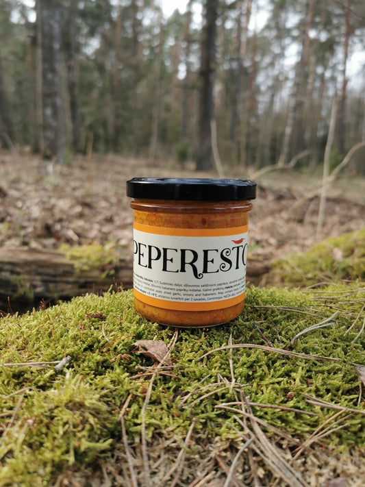 TIK PAGAL IŠANKSTINĮ  UŽSAKYMĄ! Peperesto - veganiškas paprikų pesto su anakardžių riešutais (5 indeliai)